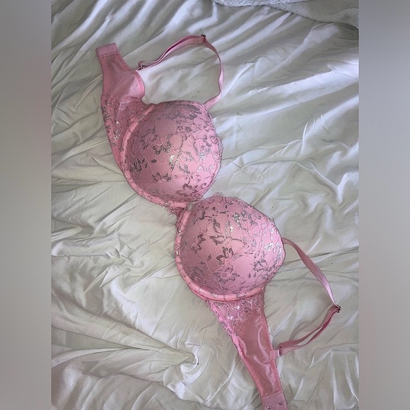 Victoria’s Secret Dream Angels Silver Metallic Lace Push Up Bra - Picture 1 of 8
